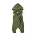 thumbnail image 1 of Baby Summer Romper Solid Color Sleeveless Hoodie Snap Buttons Closure Romper, 1 of 6