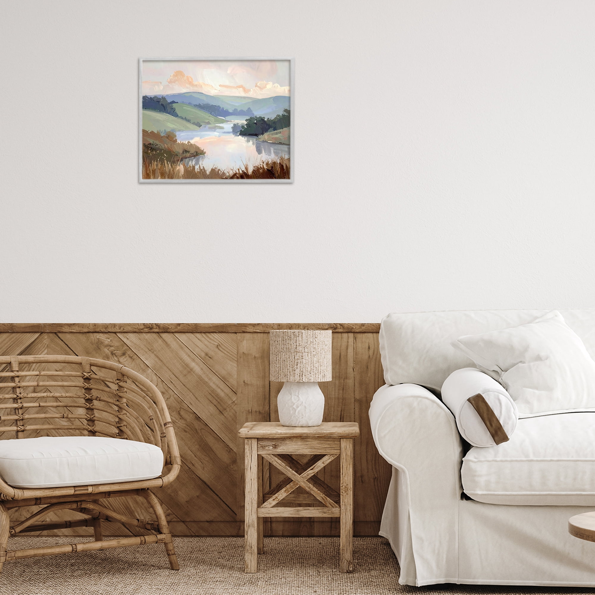 Stupell Industries Muted Distant Mountains Gray Framed Giclee Art, design by Alonza Saunders