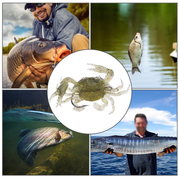 3 Opciones de 7,5 cm Cangrejo de Señuelos, Silicona 3pcs Señuelo de Pesca en mar, Para Pesca en el Mar de la Pesca Salvaje
