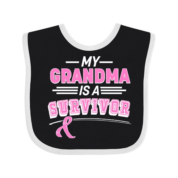 Inktastic My Grandma is a Survivor Breast Cancer Awareness Boys or Girls Baby Bib