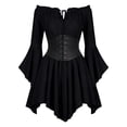 thumbnail image 2 of Girls Pirate Dress Off Shoulder Fairy Medieval Renaissance Dress with Corset Belt Handkerchief Hem Cute Dresses for Kids, 2 of 7