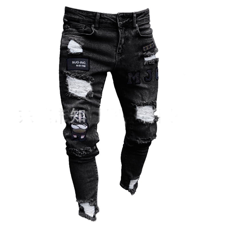【Yoyocha25 】STUDS DETAIL DENIM PANTS ZAXARRA Men's Hole Denim Pants Leisure Skinny Letter
