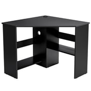 Costway Corner Computer Desk Triangle Writing Workstation w/ Storage Shelf Black
