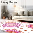 thumbnail image 2 of ODIKA 8'x10' Machine Washable Non-Slip Area Rug, Festive Starburst Mosaic Featuring Abstract Swirl High Traffic Rug with Pad, Pink, 643956, 2 of 8