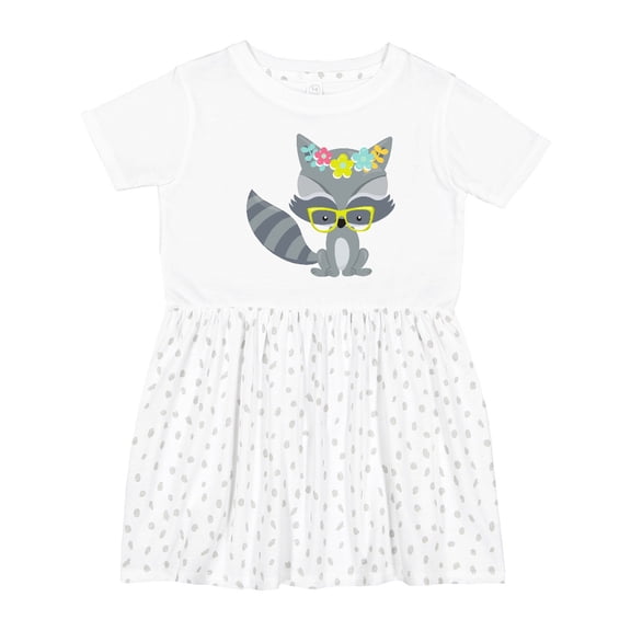 Inktastic Hipster Raccoon, Raccoon with Glasses, Flowers Girls Toddler Dress