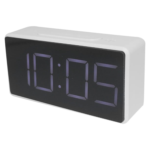 Cateissary Reloj despertador Pantalla LED digital Temporizador de espejo Reloj electrónico para la sala de estar de la oficina de la cabecera del Electrónica blanco