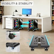 PC Stand, Mobile CPU Stand for Floor, Adjustable CPU Rolling Stand, Under Desk Computer Tower Stand, Computer Mobile Cart Holder with Locking Caster Wheels PC Tower Stand for Home and Office - Black