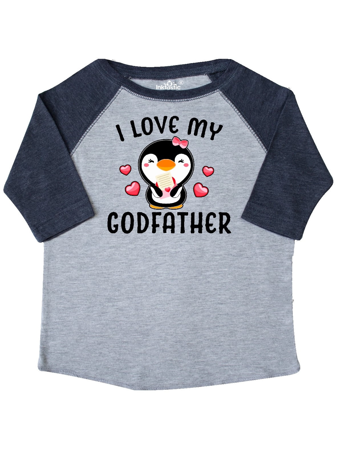 inktastic I Love My Godfather with Cute Penguin and Hearts Toddler T-Shirt