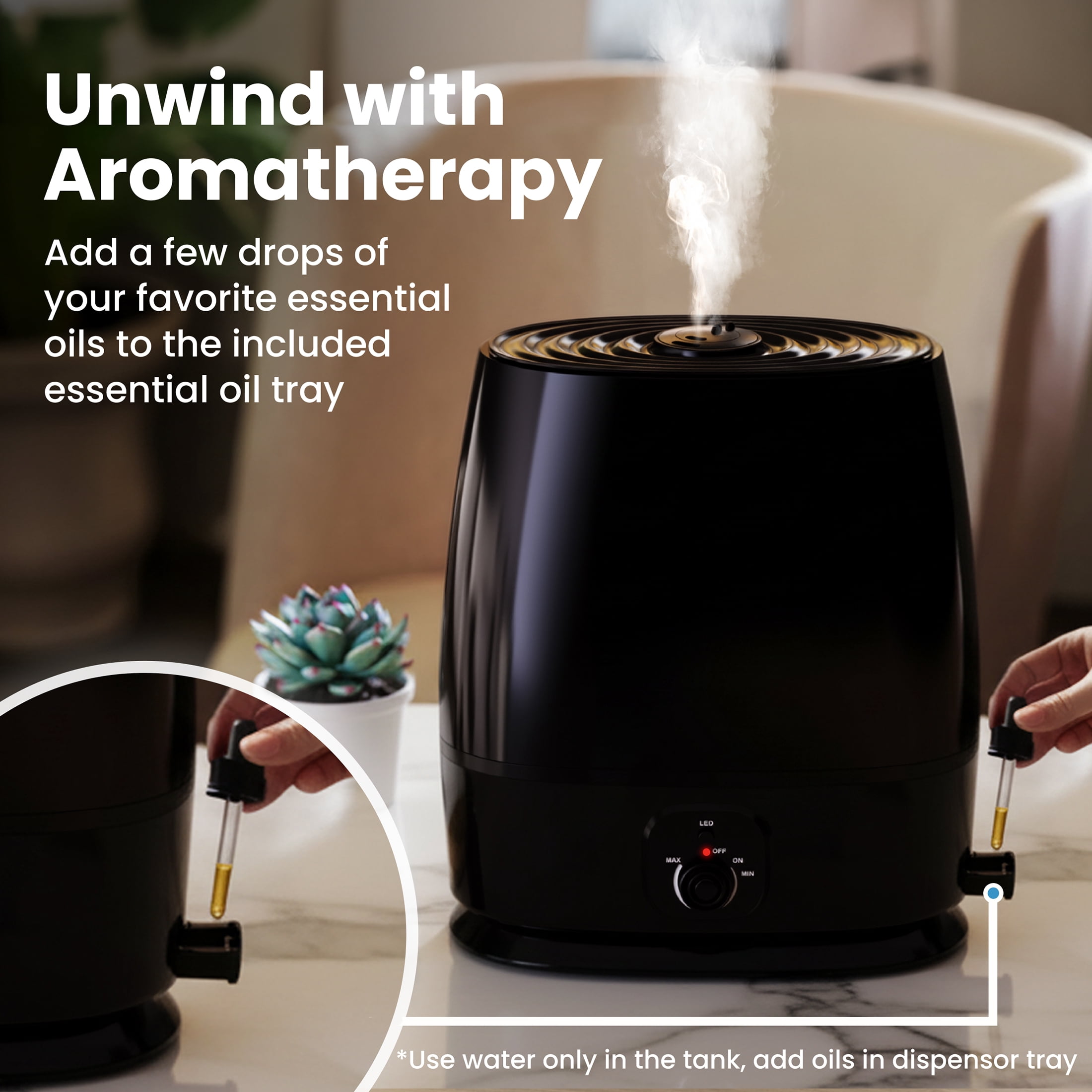 Everlasting Comfort Cool Mist Humidifier, 6L Filterless Humidifier for Large Rooms