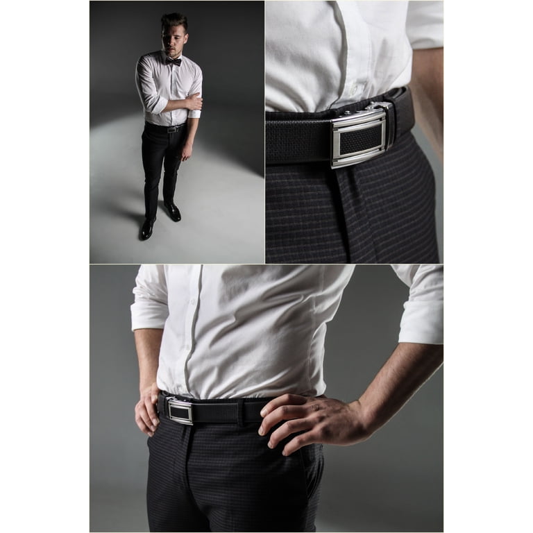 marino men's genuine leather ratchet dress belt with automatic buckle Mio Marino Men's Ballast Leather Linxx Ratchet Belt