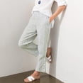 thumbnail image 5 of WULMLEO Womens Linen Pants Elastic Waist Straight Leg Petite Beach Pant Summer Lightweight Casual Lounge Trousers Army Green XL, 5 of 5