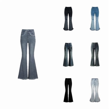 XEGLSBU Girl s Flare Jeans Stretch High Waist Bootcut Pants with Ankle Drag for Teen Girls Blue-d Size 13-14 Years