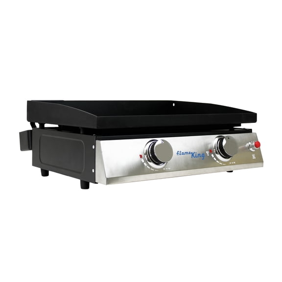 Flame King 2-Burner Propane FlatTop Tabletop Cast Iron Grill Griddle for Outdoor Cooking