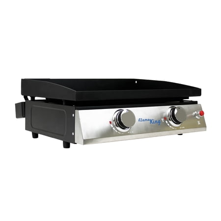 Flame King 2-Burner Propane FlatTop Tabletop Cast Iron Grill Griddle for Outdoor Cooking