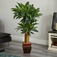 thumbnail image 3 of Nearly Natural 4.5' Real Touch Green Cornstalk Dracaena Artificial Plant with Vase, 3 of 3