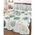 thumbnail image 3 of Quilts Twin Size, Eucalyptus Leaves Soft Comforter Bedding Set for Bed, Green Gold Spring Botanical Branch Lightweight Quilted Bedspread with Pillow Cover(2 Pieces) for All Season, 68x86 Inch, 3 of 6