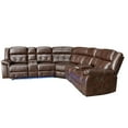 thumbnail image 3 of Hybition L-Shaped Faux Leather Sofa set, with LED Light Strips&Cup Holders, Recliners Couch-Color:Light Brown, 3 of 9