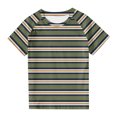 thumbnail image 4 of CYRBOKO Toddler Boys T-shirts, Summer Crewneck Striped Short Sleeve Tops Green Size 4-5T, 4 of 9