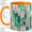 Orange, variant on Teal Abstract Mosaic Accent Mug, 11oz Ceramic Coffee Cup for Art Fans