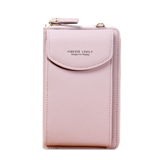 Cartera de mujer de color liso, pequeña, tipo bandolera, multifuncional, para teléfono móvil, de longitud media, monedero de verano para mujer