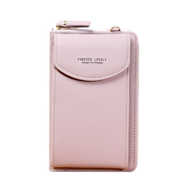 Cartera de mujer de color liso, pequeña, tipo bandolera, multifuncional, para teléfono móvil, de longitud media, monedero de verano para mujer