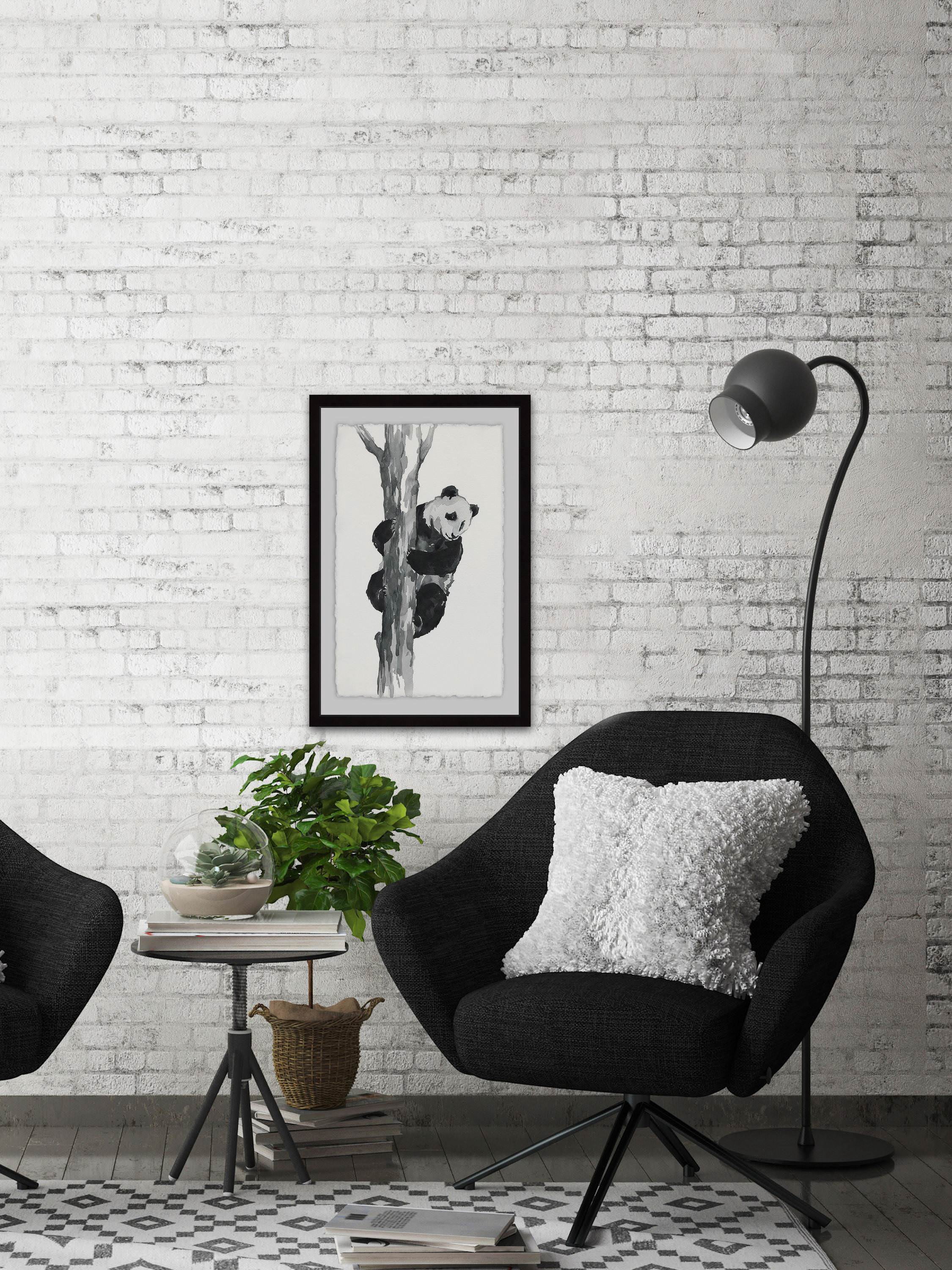 Brave Panda Framed Painting Print