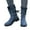 Blue, variant on Vintage Mid Calf Boots for Women Wide Calf Knitted Ruched Cuff Snow Booties Low Heel Motocycle Boots
