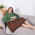 thumbnail image 5 of Oversized Wearable Blanket Hoodie,Green and Brown Football Stitch Pattern Sherpa Blanket Hoodie with Super Pockets,Super Warm Fuzzy Pullover for Women & Men, 5 of 6
