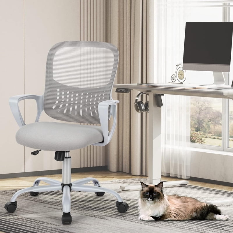 Kelno Drafting Chair Adjustable Height Office Chair Lumbar Support Swivel Ergonomic Desk Chair, Grey