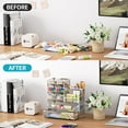 thumbnail image 3 of Mesh Pen Holder for Desk, Pen Organizer with Drawer, Multi-Functional Pencil Organizer, Desk Organizers and Accessories for Office Art Supplies (Silver), 3 of 12