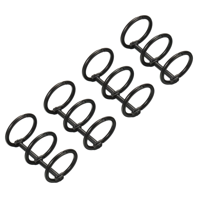 Unique Bargains Metal Binder Rings, Detachable, Black, 4 Count, 4 Pack