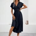 thumbnail image 6 of SMihono Womens V Neck Maxi Dresses Summer Elegant Bohemian Holiday Dress Batwing Sleeve High Waist Resort Wear Sundress Navy XL, 6 of 9