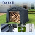 thumbnail image 4 of Summit Living 12 x 8 ft Outdoor Portable Storage Shed, Garden Tool Storage Tent Shelter with Roll-up Zipper Door & Waterproof Canopy, Dark Gray, 4 of 11