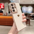 thumbnail image 2 of Samsung Galaxy S21 Ultra 5g 6.8" Phone Case with Luxury Electroplate Cute Side Love Heart Cover Full Camera Protection Soft Silicone Anti-Fingerprint Shockproof Cover Bumper (Beige), 2 of 6