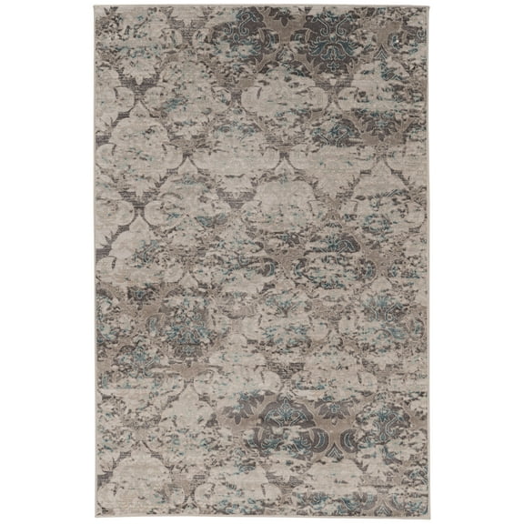 Linon Home Decor Vintage Area Rug or Runner Collection, Gray and Charcoal, 5' x 7.6'