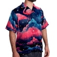 thumbnail image 2 of Starry Sky Flamingo Men's Short Sleeve Printed Poplin Beach Shirts with Spread Collar - Casual Button Down Summer Tops for Unisex, 2 of 6