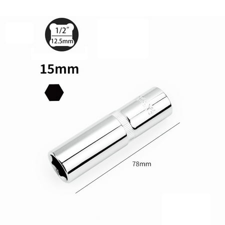 

1 Pcs 1/2inch 8-32mm Deep Socket Adapter Hex Socket Wrench Heads Ratchet Tool