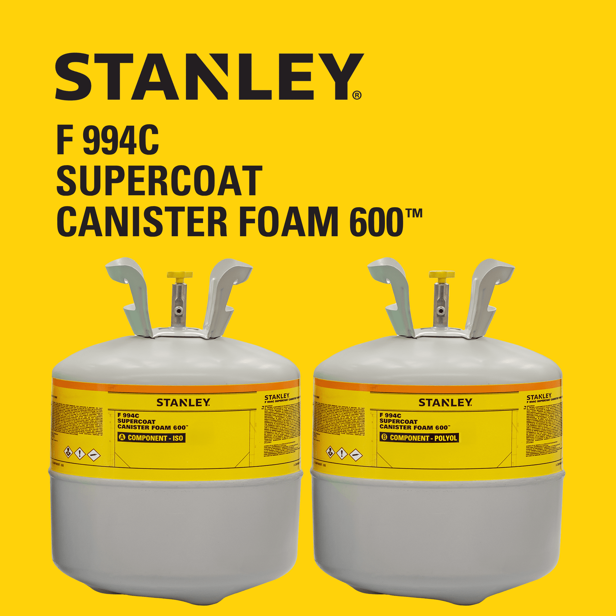 Stanley F994C SuperCoat Canister Spray Foam Insulation Kit (600 Board Feet) - Class A Fire Rated Closed Cell Two-Component Polyurethane Foam - R-6.27 per Inch - Includes Gun & Hose, 1 Pack