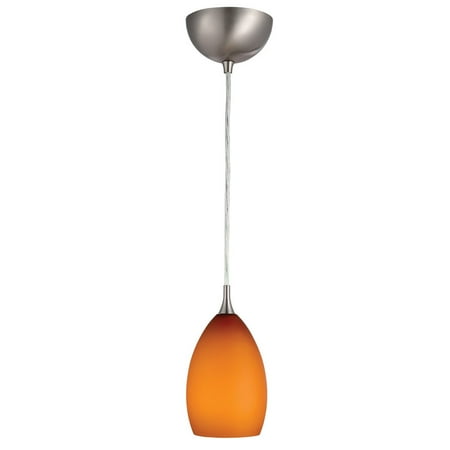 Amber Glass Monopoint Pendant Design House 516823 Preston Ceiling-Mounted 1-Light Art Glass Pendant, Amber Glass, Satin Nickel ()