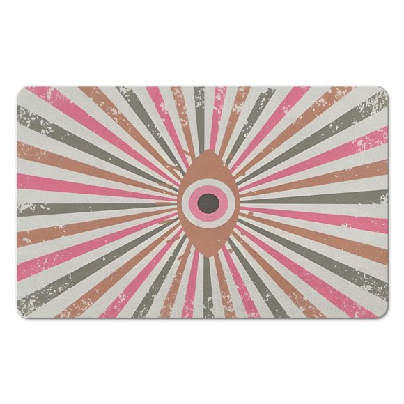 Tapis de Salle de Bain Bohème Semi-Rond - Antidérapant et Mignon, Parfait pour la Chambre Bohème, Déco Maison, Tapis de Douche, Lavable, Design Rétro Soleil, Rehausse Votre Espace, 20x32 Pouces