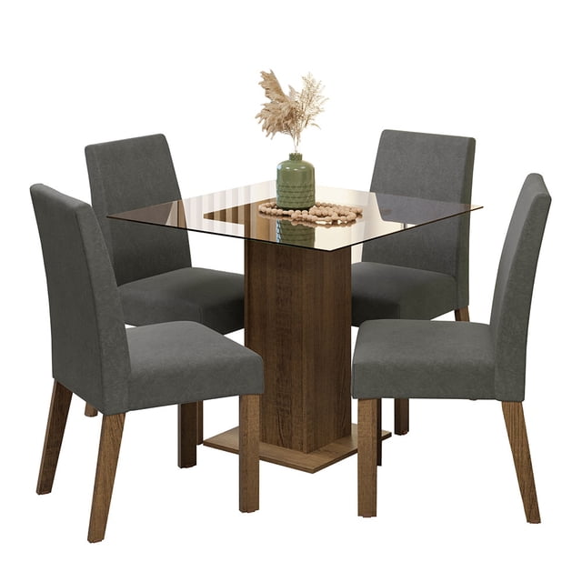 Juego de Comedor Madesa Ivy con Mesa y 4 Sillas con Encimera de Vidrio