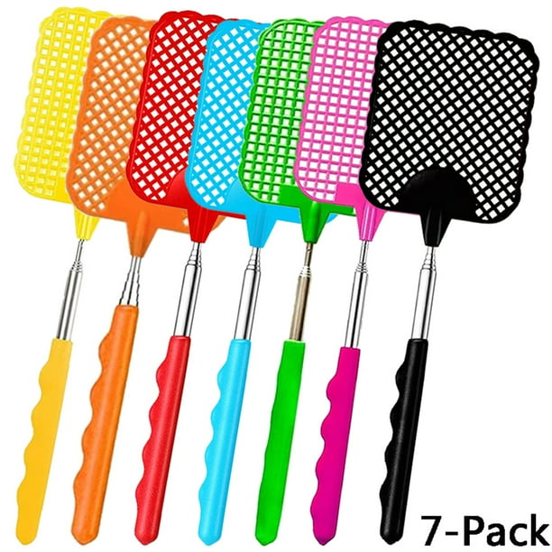 Elbourn 7Pack Plastic Fly Swatters Heavy Duty, Long Handle Fly Swat