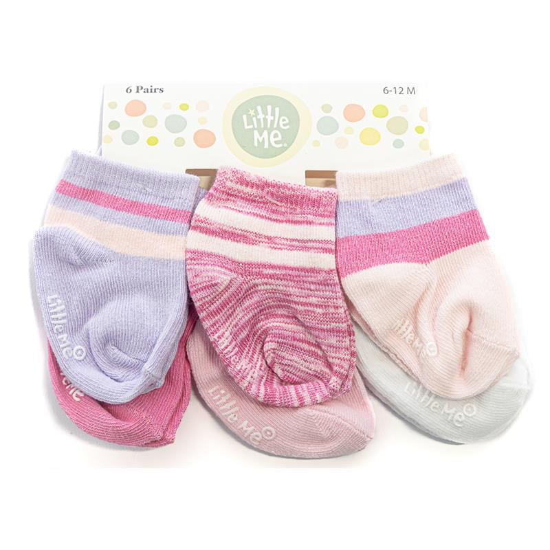 Baby Girls Toddlers Pack of 6 Trainer Socks Pink Purple Grey 0-6 6-12 12-18 m 