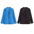 thumbnail image 2 of HH TRAF Blazer de manga larga con solapa versátil y sólido a la moda para mujer, chaqueta elegante de un botón para uso diario en la calle, de dos colores, 2 of 4