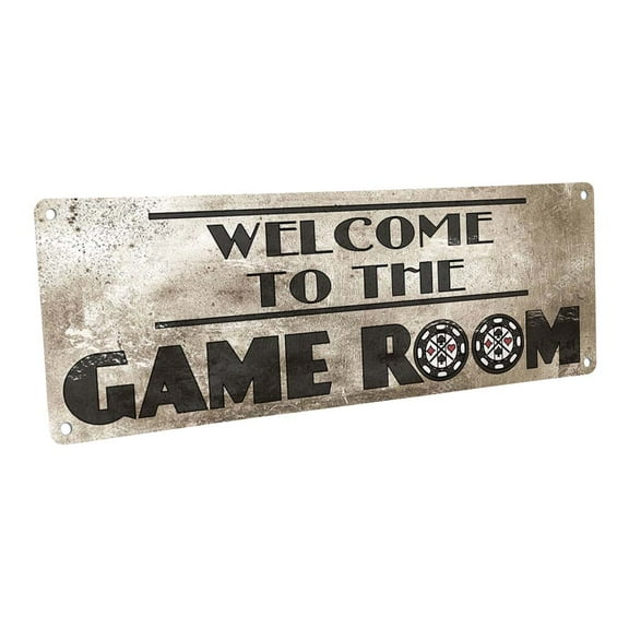 Welcome to the Game Room 4"x12" Metal Sign, Wall Décor for Mancave, Den, and Gameroom