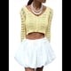 thumbnail image 2 of Blusa para Mujer con Cuello en V y Botones Recortados, Cárdigan de Punto con Mangas Largas Acampanadas. Amarillo L, 2 of 10