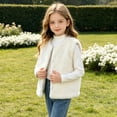 thumbnail image 4 of Lutiedan Girls Faux Furs Vest Kids Sleeveless Button Down Fluffy Coat Fleece Warm Layering Winter Waistcoat 18M-13Y,White, 4 of 7