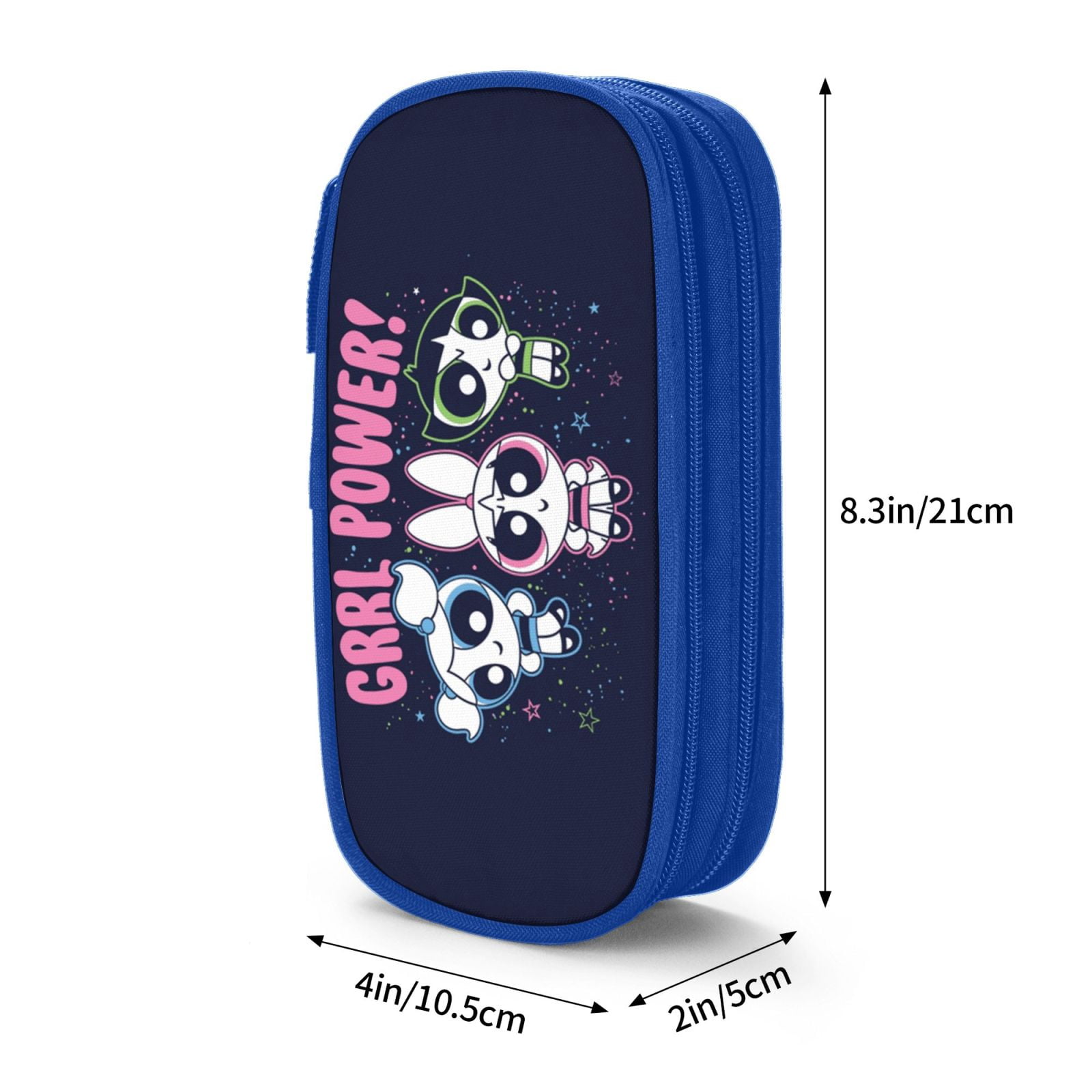 The Powerpuff Gi-rls Pencil Case Large Capacity Pencil Pouch Penbag Office Stationery Organizer Travel Makeup Bag Blue