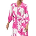 thumbnail image 3 of Bohemian Style Women Three Quarter Floral Print Lapel Button Down Long Maxi Dress, 3 of 6