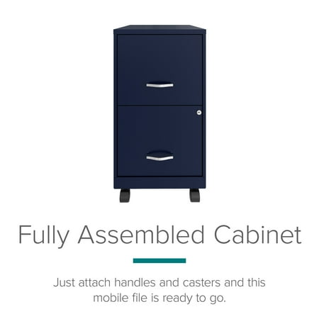 Space Solutions - 18" 2 Drawer Mobile Smart Vertical File Cabinet - Navy